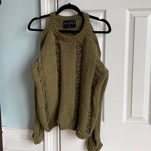 Womens Ethereal sweater with Cutout Shoulders, size small